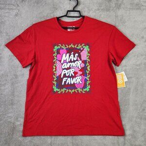 Unisex Red Shirt Mas Amor Short Sleeve Crew Neck Latino Heritage Month S